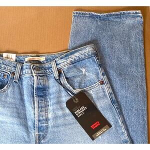 NWT LEVI'S JEANS RIBCAGE STRAIGHT ANKLE PREMIUM BLUE SAMBA DONE 31